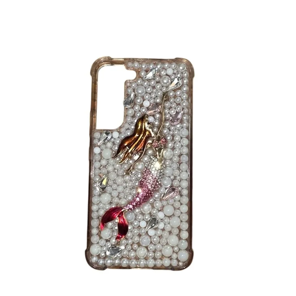 Mermaid Pearl Phone Case - Pink and Gold For Samsung Galaxy S22